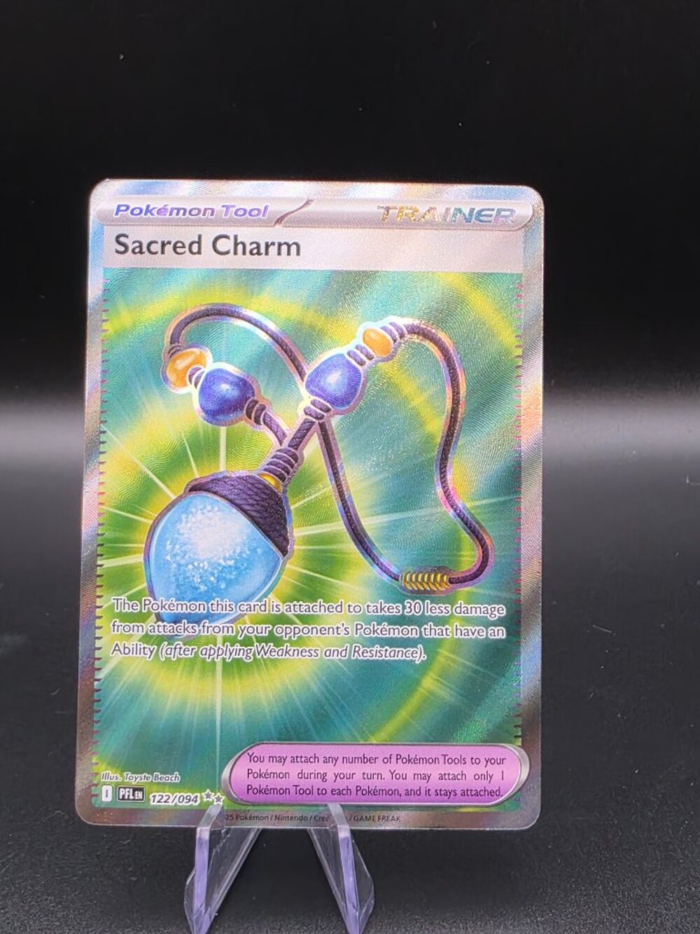 SACRED CHARM 122/094 ULTRA RARE PHANTASMAL FLAMES POKEMON HOLO NEAR MINT